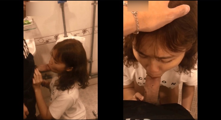 Gạ em gái vào wc bú cu